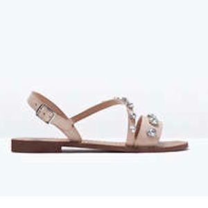 Zara crossover pink leather sandals with with jewels